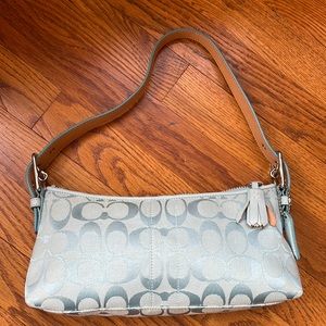 Coach Signature light blue jacquard small purse